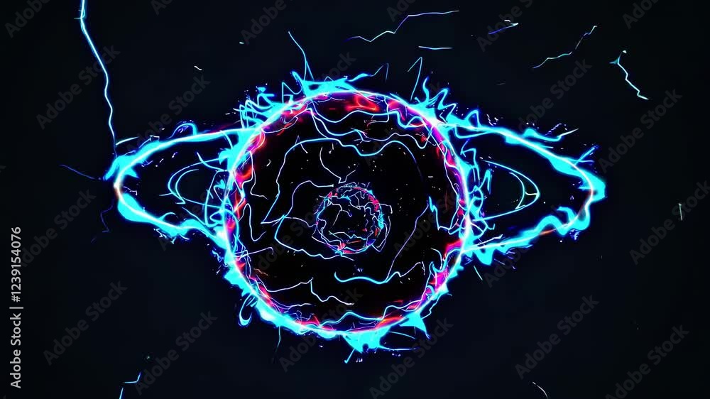 Poster abstract representation of a plasma globe emitting colorful streams of energy against a dark backdro