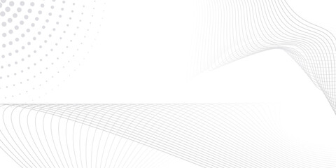 Fototapeta premium Gray and white abstract background with flowing wave line. Digital future technology concept.