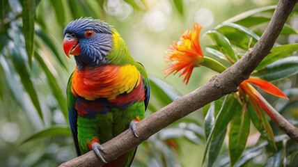 rainbow lorikeet in the tree ai