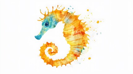 Fototapeta premium Watercolor Seahorse Artistic Marine Animal Illustration