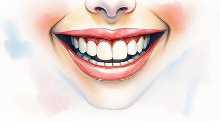 Smiling mouth with bright white teeth on soft background