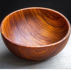 Handcrafted Wooden Bowl with Intricate Grain Patterns and Warm Tones