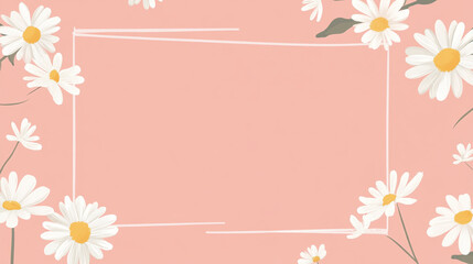 Obraz premium Spring banner, card with place for text, daisies on pink background