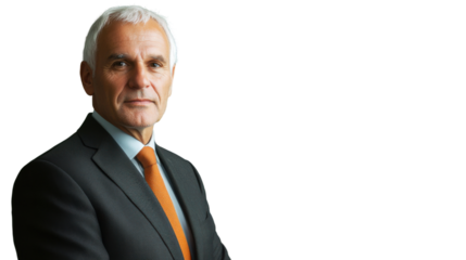 Senior businessman posing with transparent background