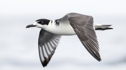 Fototapeta premium Black-faced shearwater in flight over ocean; wildlife, nature