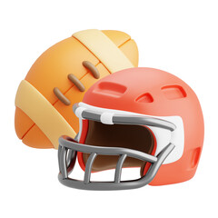 Fototapeta premium American football helmet and ball 3D icon