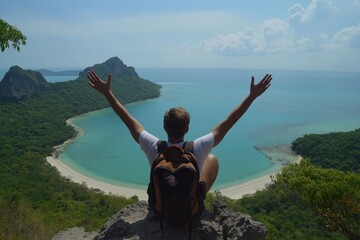 Stunning Summer Vista This breathtaking view highlights the pure beauty of nature as seen from a majestic mountain peak, inspiring both exploration and thrilling adventures in the great outdoors