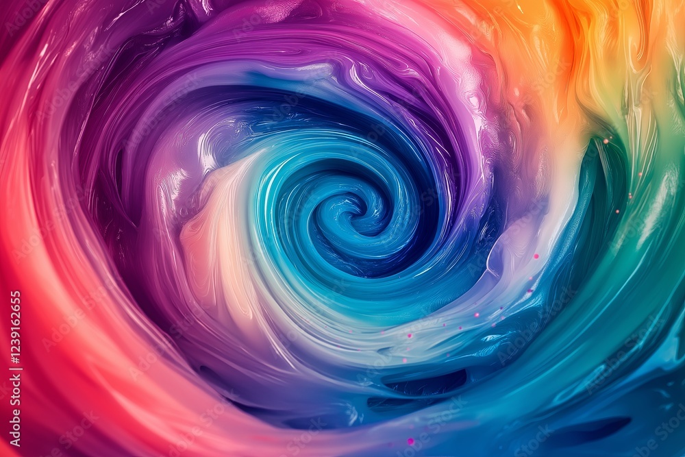 Poster A psychedelic swirl of liquid rainbow colors, creating an infinite vortex effect