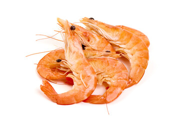 Shrimps, king prawns, isolated on white background