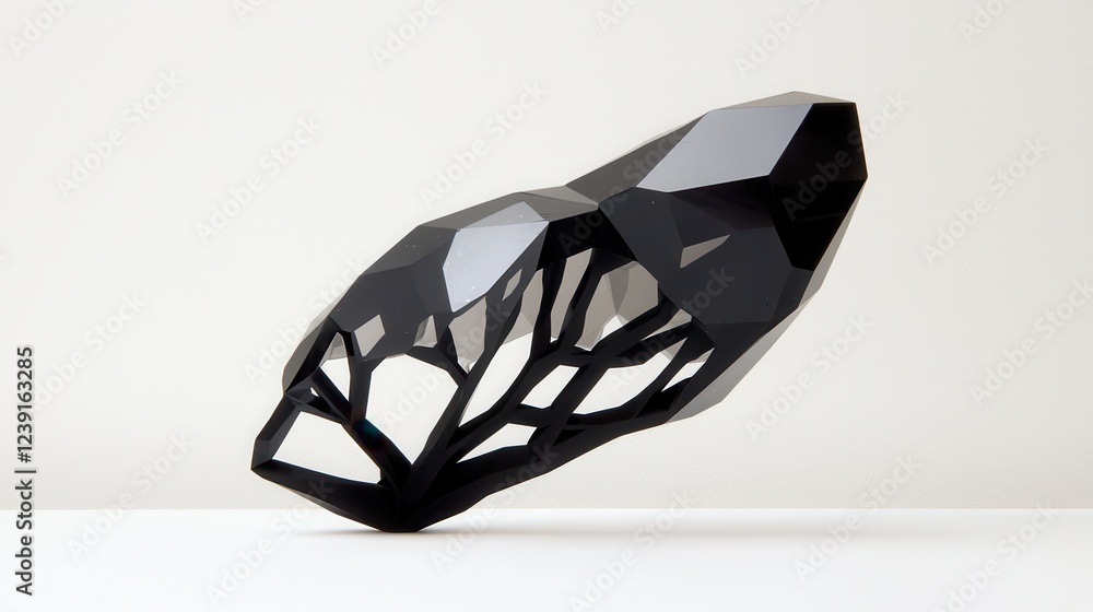 Poster intricate carbon diamond-like structure showcase with geometric design and unique facets