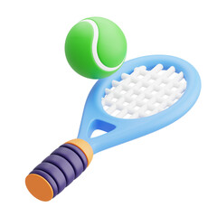Tennis ball and racket 3D icon