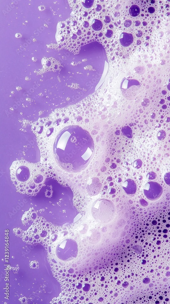 Poster a mesmerizing swirl of vibrant purple foam takes center stage, featuring countless bubbles that spar