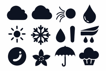 Weather and Nature Icons Collection, Weather silhouette vector illustration 