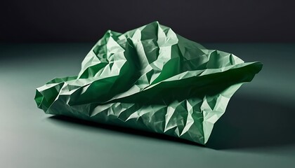 Crumpled Green Paper Abstract Form