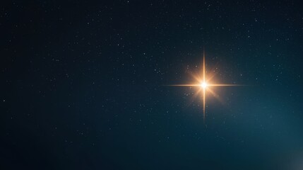 Intense Brightness of a Star Shining Brightly in the Night Sky with Surrounding Stars and a Dark Blue Background