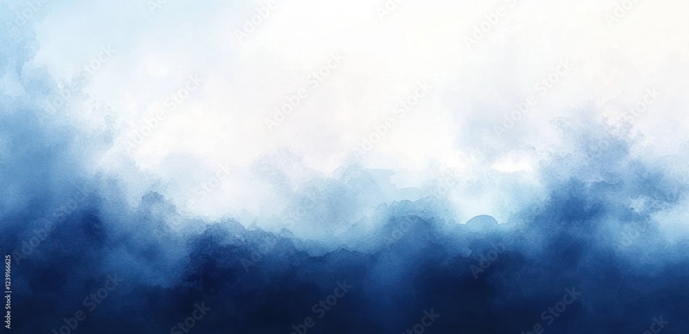 Poster blue watercolor abstract background with soft gradient and cloudy texture design