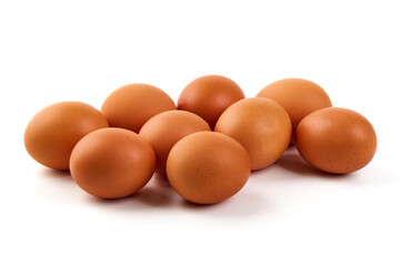 Chicken eggs, isolated on white background.