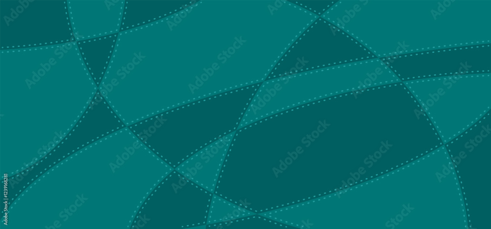 Poster abstract background features a series of overlapping curved lines and shapes in a calming teal color