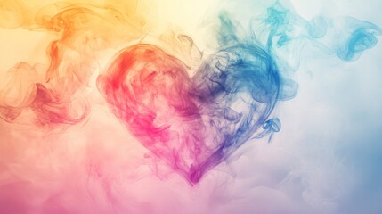 Fototapeta premium Colorful Smoke Heart Abstract Background