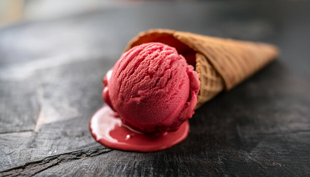 crimson ice cream in waffle cone mendacity on history