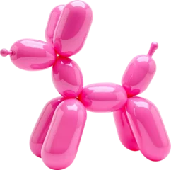 Pink balloon twisted dog. Vibrant pink classic canin shape. Birthday Party, Valentine`s Day, Kids Party element. Png cutout shape with transparent background   © Alexandra