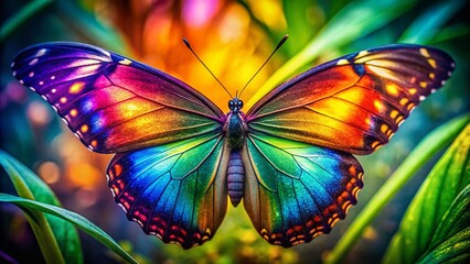 Rainbow Butterfly Wings: Vibrant Insect Macro Photography