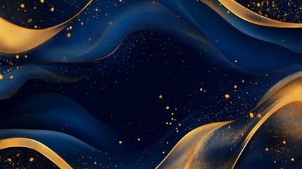 Golden anniversary card template for luxury events and weddings. Blue and gold design for a grand celebration. Creative and elegant design for thank you notes, event conferences, and more.