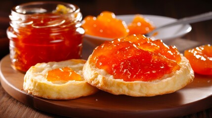 Orange Marmalade Spread on an English Muffin - A Delicious Fruit Preserve for Breakfast and Snack Time