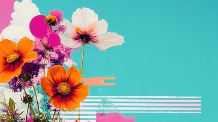 Colorful floral design with modern abstract background.