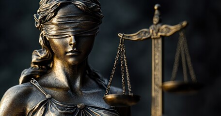 Justice Concept: Goddess of Justice, Law, Court, Judge, Trial, Crime, Lawyer, Gavel, Equality, Verdict, Legislation, Punishment, Authority