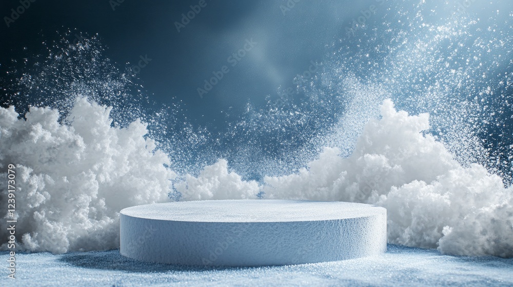 Poster a circular platform sits in the center, cloaked in mist and surrounded by billowing clouds of vapor