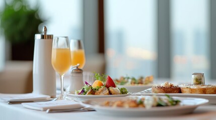 Impeccable Hotel Dining Experience with Exquisite Cuisine and Refreshing Beverages
