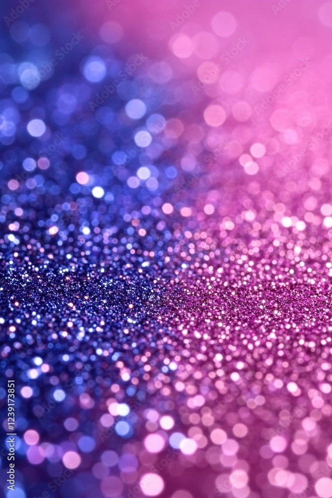 Poster sparkling glitter texture with gradient from blue to pink creating a dreamy and magical effect