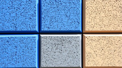 Textured Tiles in Shades of Blue and Beige Arranged in a Grid