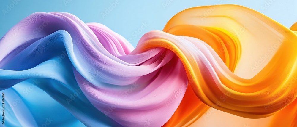 Aufkleber abstract flowing fabric in vibrant gradient colors creating a dynamic and smooth wave effect