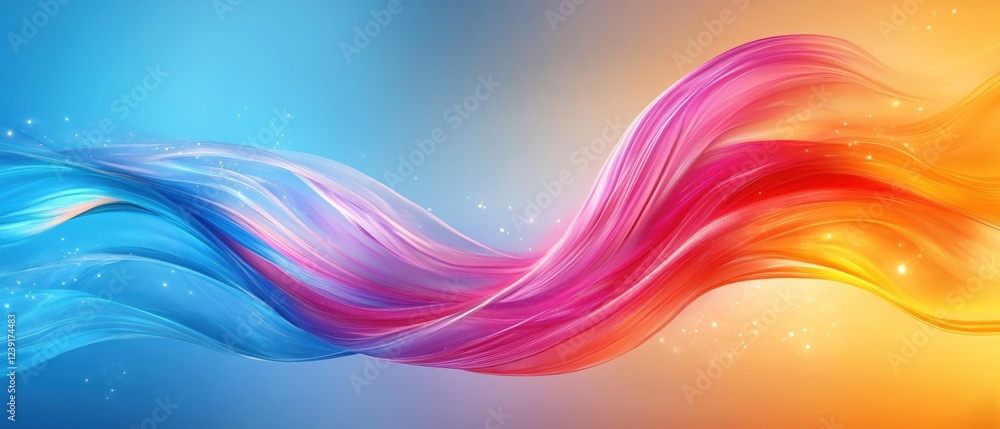 Poster abstract flowing wave of vibrant colors creates a dynamic and modern background design