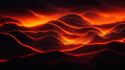 Obraz premium Abstract Lava Flow Illustration with Wavy Patterns and Glow Effects