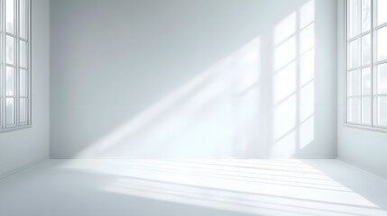 Empty white room with window and light, studio, room