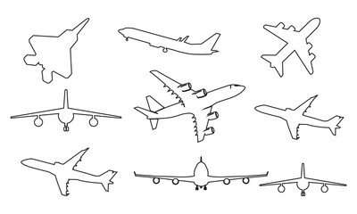Vector set of different types of airplanes