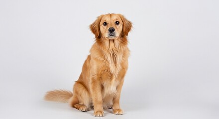 Adorable Golden Retriever Puppy Sitting Studio Shot