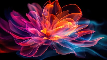 Vibrant Abstract Flower with Fluid Colorful Waves in Motion