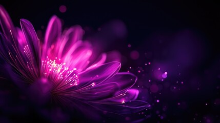 Vibrant Purple Flower Petals with Sparkles Against Dark Background