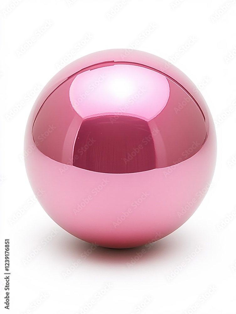 Poster pink sphere with reflective surface on white background studio shot simple and minimal style