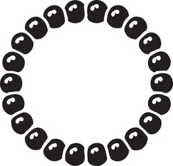 Fototapeta premium Silhouette vector of a beaded bracelet with round beads in a circular arrangement. Stylish jewelry icon for fashion, accessories, and handmade crafts.