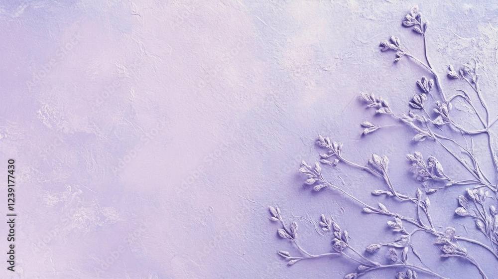 Poster soft lavender hues blend harmoniously with intricate floral patterns, showcasing delicate blossoms t