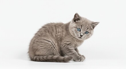 Adorable Gray Kitten with Blue Eyes Cute Pet Fluffy Cat