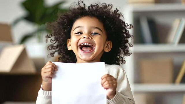 Child Celebrates Perfect Report Card with Parents After Hard Work