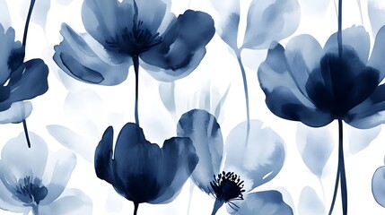 Watercolor Abstract Blue Floral Design
