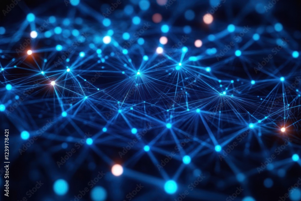 Fototapete digital abstract network of interconnected points lines technology background
