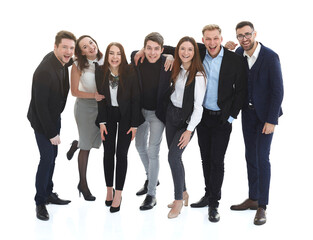 Obraz premium in full growth. group of diverse young people standing together.
